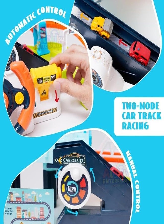 Samtop Urban Transit Car Set ? Driving, Steering Wheel, Musical Puzzle & Climbing Mode Race Track Garage for Kids - Image 2